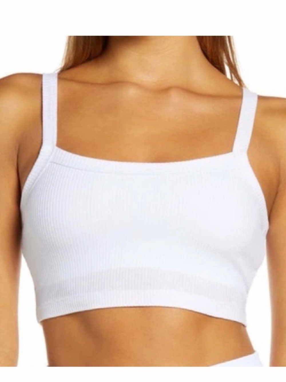 White Ribbed Crop Whisper Bra
